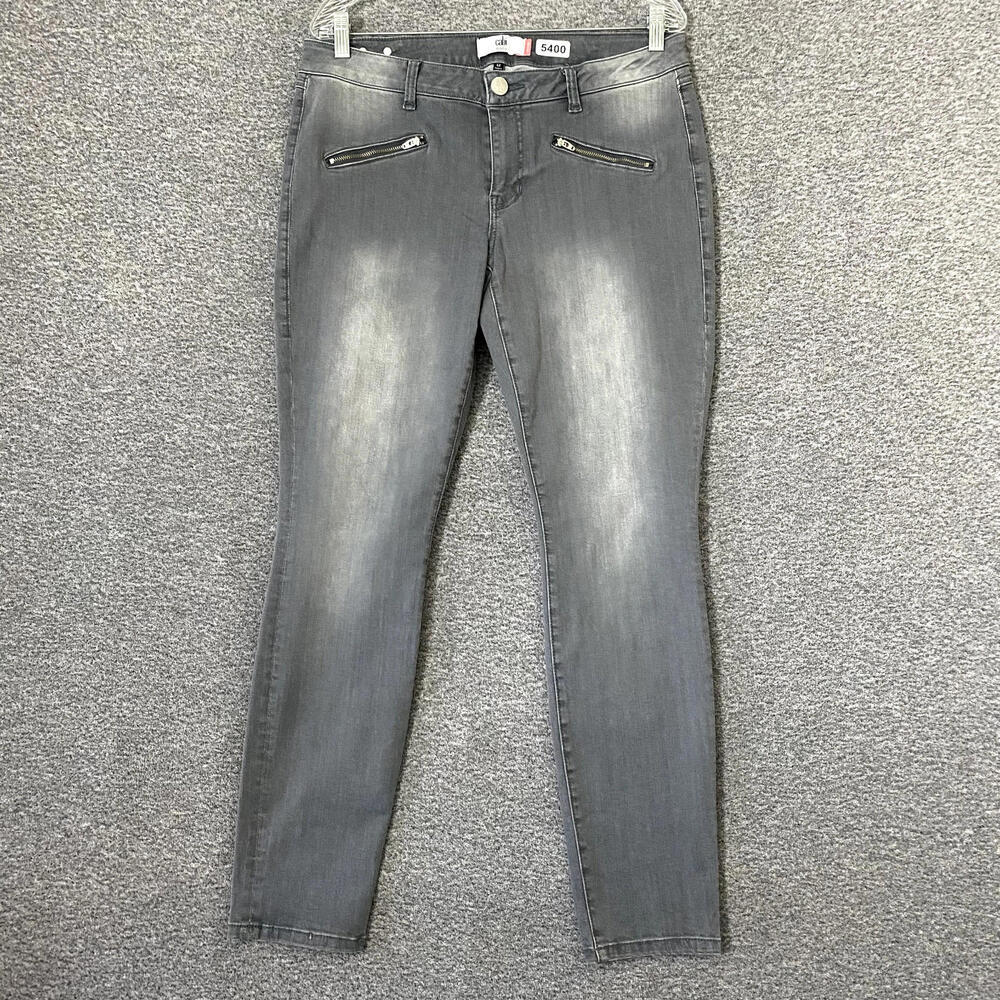 Cabi Women’s Size 12 Gray Skinny Zip Pocket Stretch Denim Jeans - Picture 1 of 11